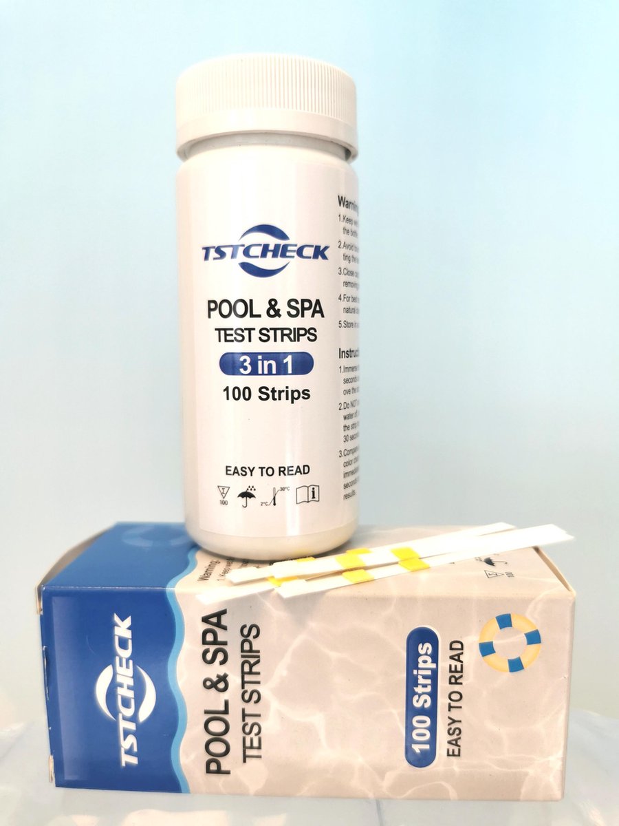   Zwembad test Chloor, alkaliniteit en PH |3 in 1| 100 strips